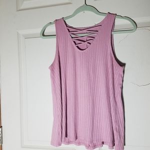 SOLD Cross front tank top pink